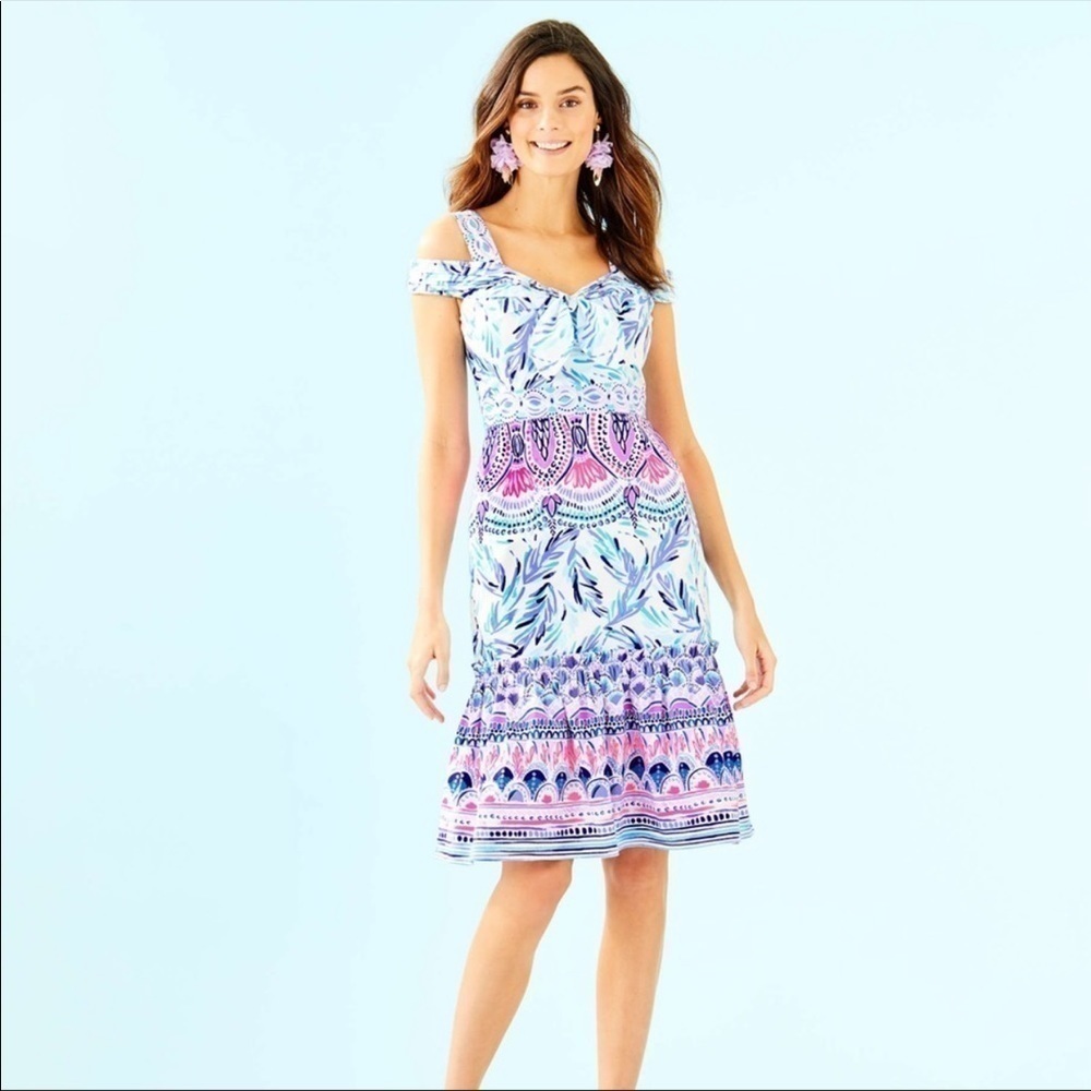Lilly Pulitzer Iva Midi Flock Together Engineered Dress Size 0 Women